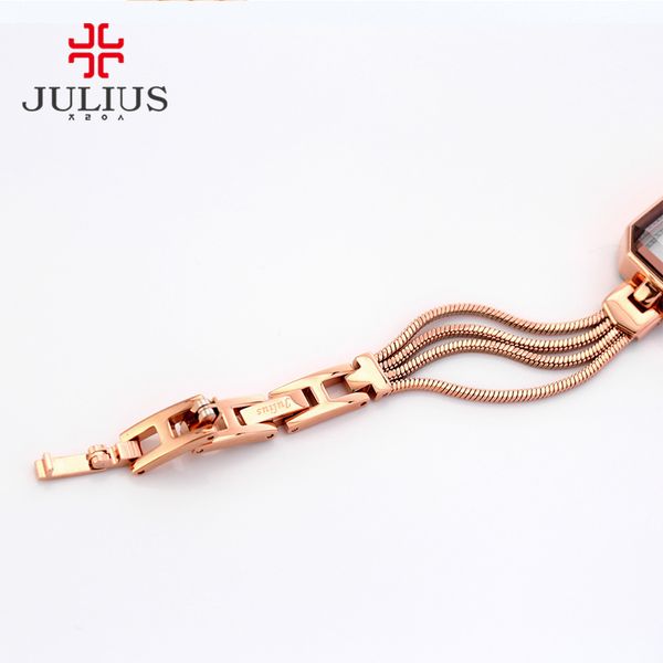 JULIUS rectángulo últimos relojes de mujer 7mm ultrafino marca famosa reloj de diseñador pulsera de cobre oro rosa plata 2017 JA-716263e