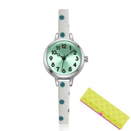 Reloj pequeño para niñas, regalo con números arábigos, cuarzo japonés, cuero de dibujos animados ultrafino, 2022
