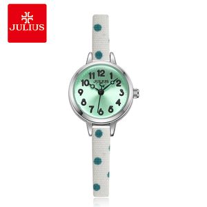 JULIUS petite Montre fille cadeau Montre numéro arabe japon Quartz enfants montres Ultra mince dessin animé en cuir Montre JA-1022224c