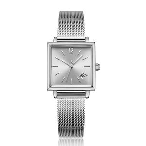 Reloj Julius gris de acero inoxidable de alta calidad con correa de malla de calendario moda mujer cuadrado Dropshipping JA-1083