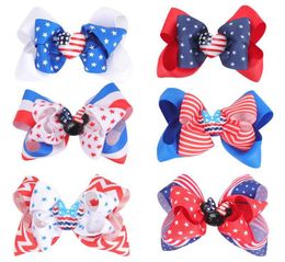4 juli Hair Bow Clip Flag Haarspeld voor Kid Girl American Independence Day Heart Star Bartrette Accessory Hairbands Ribbon Bowknot1239449
