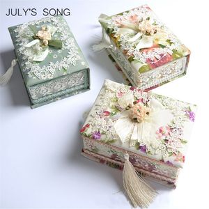 JULY'S SONG 1 pieza Pastoral organizador de joyas caja de almacenamiento de ataúd para pendientes contenedor ataúd para joyería caja de almacenamiento de baratija caja de regalo 210315