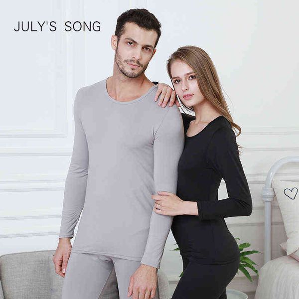 JULY'S SONG 2 pièces/ensemble automne thermique sous-vêtements longs pour hommes femme en forme de corps mince intime pyjamas chaud respirant 211111