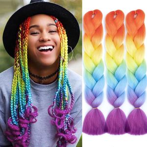 Jumbo Vlechten Haarverlenging 24 Inch ombre Kleur Synthetische Gehaakte Vlechten Haar Hoge Temperatuur Fiber Twist Vlechten Extensions voor vrouw J3