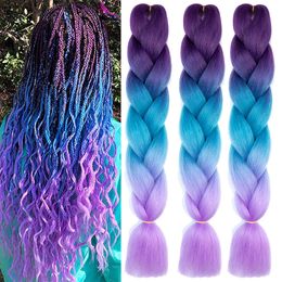 Jumbo Traiding Hair Rainbow Colors Extensions Fiber Mélangez quatre soyeux tresses colorées Twirded Extensions Colored Synthetic Traids