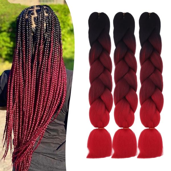 Tresses Jumbo Kanekalon 24 pouces Ombre Couleur Ultra Tressage Extensions de Cheveux Synthétiques Tresse Cheveux Fibre Résistant À La Chaleur