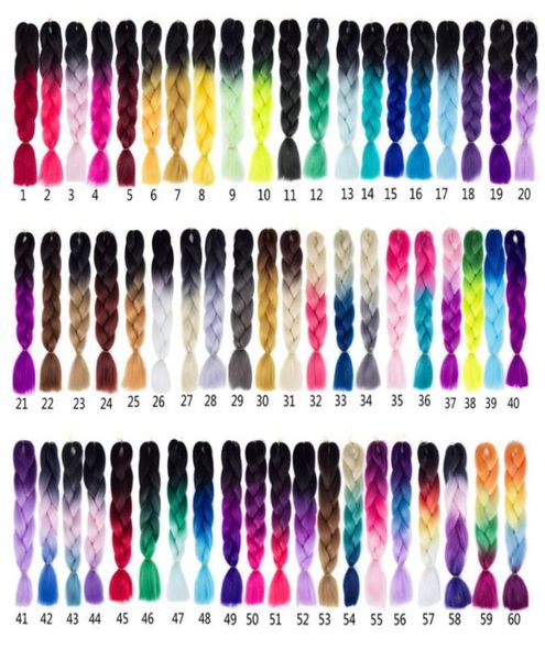 Jumbo BRAIDS SYNTHÉTIQUE tressage cheveux synthétiques deux tons couleur JUMBO BRAIDS vrac extension cheveux 24 pouces ombre boîte tresses hair5847650