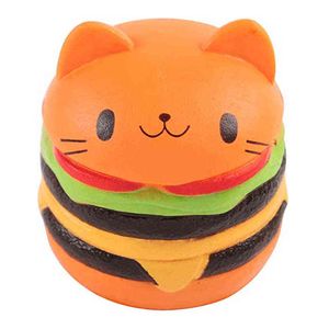 Jumbo Cat Face Burger Squishy Gesimuleerde Brood PU Geurende Zachte Slow Rise Squeeze Toys Stress Relief Baby Kid Speelgoed Xmas Gift Y1210