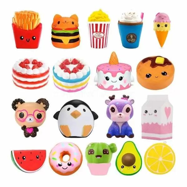 Jumbo Toys Kawaii Fries Panda Squishy Cake Deer Milk Squeeze Toy Slow Rising Cream Perfumado Antiestrés Kid Baby Toys