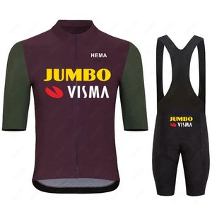 Jumbo Visma Cycling Jersey Set Mens Road Bike Shirts Traje Ciclismo Ciclismo Bibry Bib Shorts Mtb Wear Maillot Culotte 240328