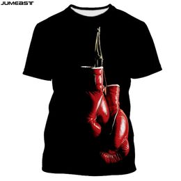Jumeast marca hombres mujeres 3D impreso camiseta colgando guantes de boxeo manga corta moda camiseta deporte pulóver verano Tops camisetas 210707