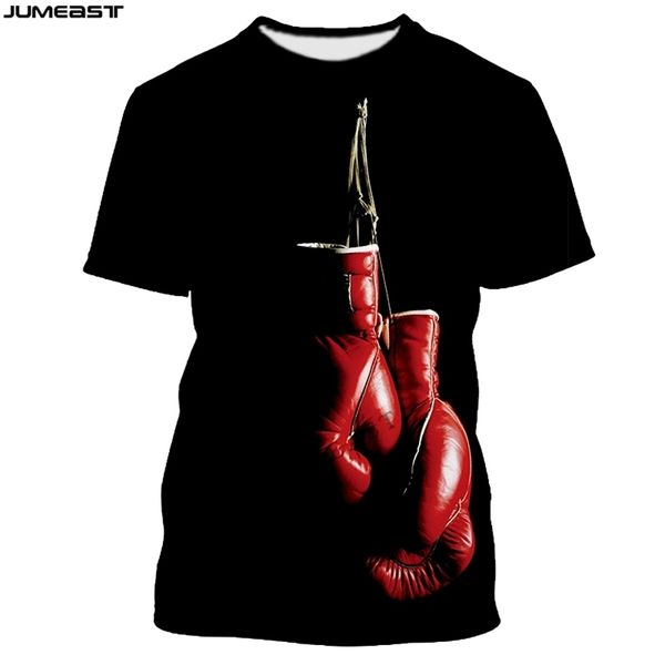 Jumeast marca hombres mujeres 3D impreso camiseta colgando guantes de boxeo manga corta moda camiseta deporte pulóver verano Tops camisetas 210707