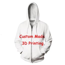 Jumeast marque hommes femmes 3D fermeture éclair imprimée sweats à capuche créer votre propre conception client Anime/Po/Star/bricolage que vous voulez 231226