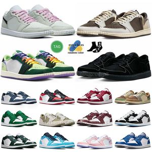 Jump man 1 lage basketbalschoenen jumpman 1s cactus jack omgekeerd mocha zwart fantoom zion voodoo doernbecher