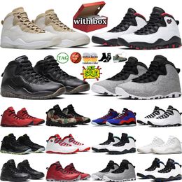 Jump Man 10 10s zapatillas de baloncesto para hombres Décimo aniversario de acero de acero Tinker torker sobre Broadway Orlando Light Huarache Sports Entrenadores