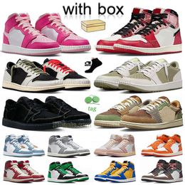 Nike Air Jordan 1 Low Travis Scott Des Chaussures avec boîte J Jumpman 1 Jordan1s Jo High OG Spiderverse Golf Olive 1s Black Phantom Mid Digital Fierce Pink Scot. Baskets Hommes