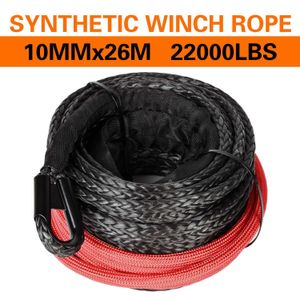 Jump Ropes Boshili 10 mm x 26m 22000 pond synthetische lierkabel met zwarte beschermende mouw geschikt voor ATV UTV SUV (zwart) Y240423