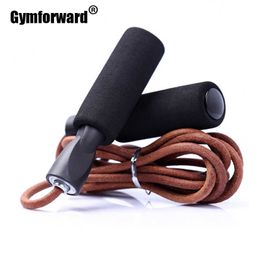 Jump Ropes Professional Cowhide Jump Rope Crossfit Fitness Boxer Training Skipping Rope Weegloss workout Excercie Boksen MMA Jumprope P230425