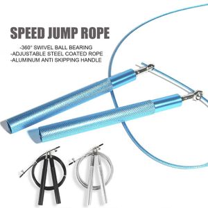 Jump Touwen snelheid springtouw 360 Roterend kogellager verstelbaar stalen coating touw fitness training boksski -touw y240423