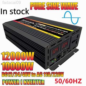 Jump Starter 800010000W Écran LCD Onduleur solaire 12V 24V 48V à 110V220V Transformateur de tension à onde sinusoïdale pure Convertisseur de charge de voiture HKD230710