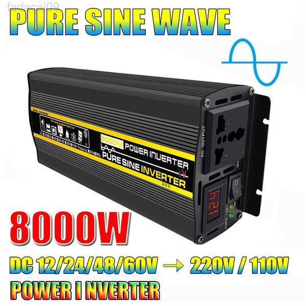 Démarreur de saut 8000W puissance à onde sinusoïdale pure DC 12V24V à AC onduleur 220v convertisseur de voiture solaire HKD230710