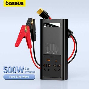 Jump Starter Baseus 500W Onduleur à onde sinusoïdale pure 12V à 220V 110V Convertisseur de courant Europe Camper EU US 300W Prise de courant automatique Onduleurs de voiture HKD230710