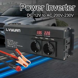 Jump Starter Auto 6000W Piek DC 12V24V Naar AC 220V LED Display EU Plug Power Inverter volt Converter Oplader Inversor Transformator HKD230710