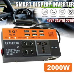 Jump Starter Inverter Onduleur de voiture 2000W Peak Power Protection automobile multifonctionnelle Plusieurs onduleurs 12V à DC Universal 220V I0Q3 HKD230710