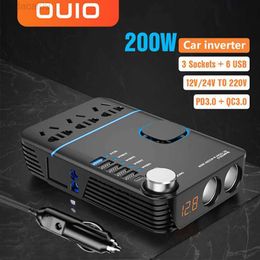 Jump Starter Inverter Car Power 12V 24V à 220V200W Pure Sine Wave Converter3 Prise CA 6 USB QC30 PD Onduleur de courant de charge rapide HKD230710