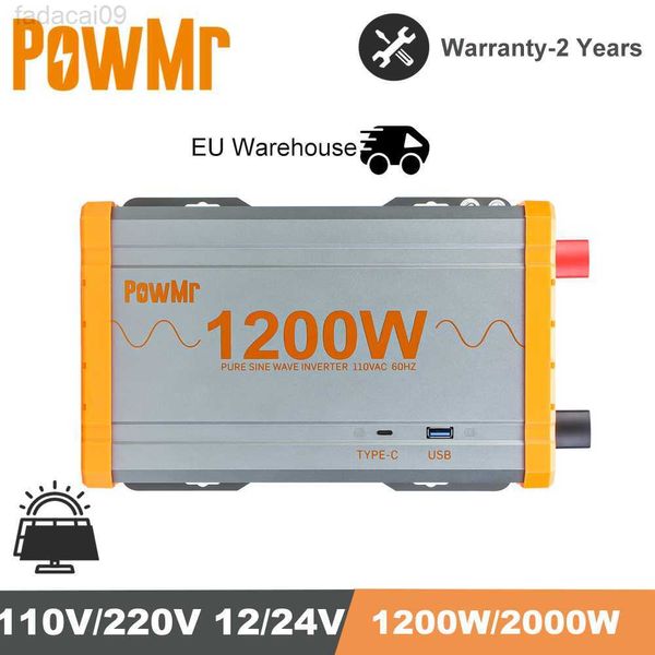 Jump Starter Power 1200W 2000W Onduleur solaire à onde sinusoïdale pure DC 12V 110V220VAC avec port TypeC Double prises AC 5V21A Ports USB adaptés à une utilisation en voiture HKD230710