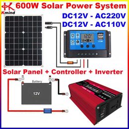Jump Starter Power Inverter DIY Solar kit Met Inverte 12v naar 220V 110V 600W Transformator Auto Sinus lading 4000W 18w Panel Controller voor Huis HKD230710