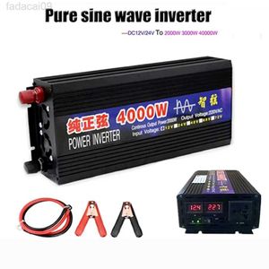 Jump Starter Onduleur à onde sinusoïdale pure 2000W 3000W 4000W Puissance DC 12V 24V à AC 220V Tension 5060HZ Convertisseur Onduleurs solaires de voiture avec LED Dis HKD230710