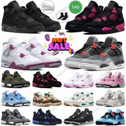 2024 Jumpman 4 4s Chaussures de basket-ball pour hommes Femmes Chat noir Rose Thunder University Blue Craft Olive Frozen Cool Gris Vivid Sulphur Moments Hommes Sports de plein air Baskets