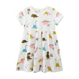 Medidores de salto 27T vendiendo dinosaurios vestidos de niñas estampadas ropa de verano