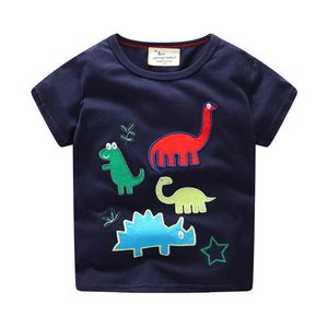 Jumping Meters Arrivée Animaux Broderie Enfants T-shirt Mignon Garçons Filles Tees Tops Enfants Vêtements Toddler Costume 210529