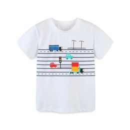 Springende meter aankomst Kinder T-shirts voor Zomer Print Katoen Jongens Tees Cartoon Kids Tops Babykleding 210529