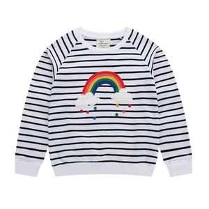 Springen meter Collectie Regenboog Kindersweatshirts Katoen Streep Baby Meisjes Hoodies Verkopen Kinderkleding Peuter Top 210529