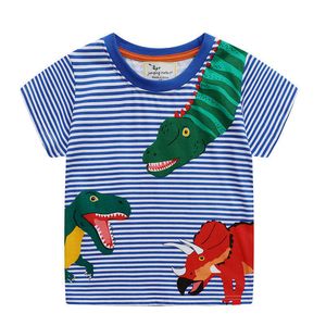 Jumping Meters Llegada Top Brand Fashion Camisetas para niños para niños Niñas Dinosaurios de verano Imprimir ropa de bebé 210529