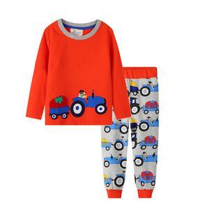 Springende meter jongens auto applique kleding sets baby katoen voor herfst winter kinderen lange mouw outfits mode 210529