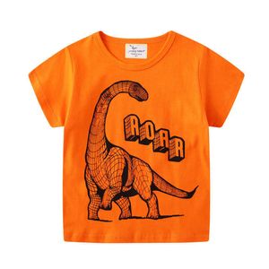 Jumping Meters Ropa para niños Marca de verano Niños Dinosaurio de dibujos animados Imprimir 100% Camiseta de algodón Tops Camisas Tee 210529
