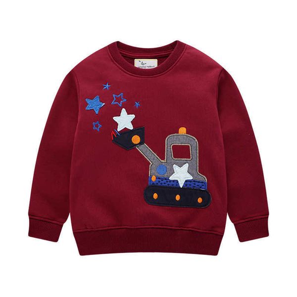 Jumping Meting Boys Pallers Applique Cartoon Personnages Baby Clothes 100% Cotton Sweatshirts for Autumn Winters Tops 210529