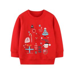 Springende meters Kerstmis Baby Sweatshirts Rode Hoodies Katoenen Jongens Meisjes Sweaters Top Mode Sport Kinderkleding 210529