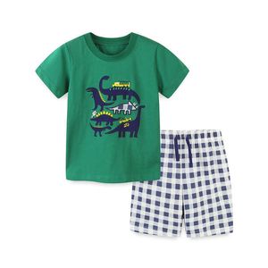 Jumping Meters Dinosaur Print Costumes pour garçons Tenues à manches courtes Deux pièces Toddler Boy Vêtements Ensembles Coton Vêtements pour enfants 210529