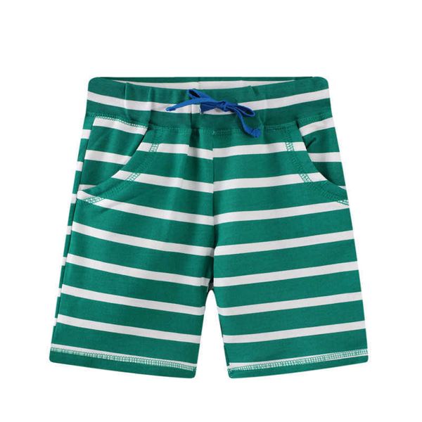 Jumping Meters Mode Garçon Pantalons Enfants Pantalons D'été Enfants pour Bébé Garçons Shorts plage lâche cool rayure Vert 210529