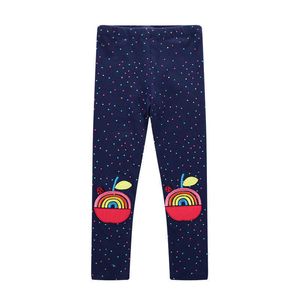 Metros de salto Niñas Leggings Pantalones con bordado Diseños de Apple Ropa para niños Primavera Verano Pantalones flacos Niños 210529