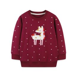 Springende meter meisjes sterren sweatshirts voor herfst winter dierlijke applique leuke katoenen kinderkleding Top kinder shirts 220309