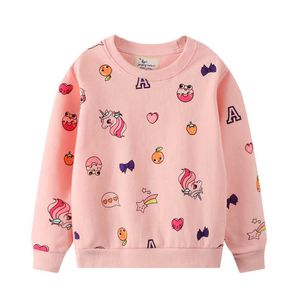 Jumping Meters Girls Sweatshirts avec dessin animé imprimé mignon hiver automne enfants couverture en coton pour le printemps 210529
