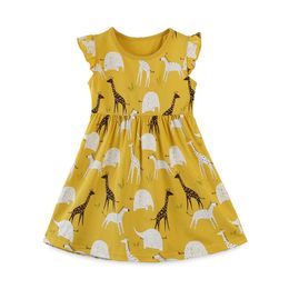 Jumping Meters Prinses Meisjes Jurken Voor Zomer Met Dieren Print Katoen Baby Giraffe Kleding Leuke Kinderen Kinderkostuum 210529