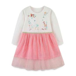 Jumping Meters Princess Party Girls Robes Avec Impression De Bande Dessinée Automne Printemps Enfants Costume Vente Chaude Anniversaire Robe Toddler G220428