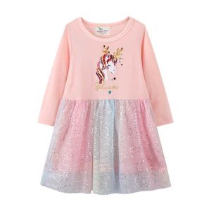 Jumping Meters Princesse Party Tutu Filles Robes Mode Vente Chaude Cadeau D'anniversaire À Manches Longues Automne Printemps Enfants Robes Costume G1026